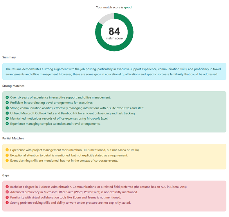 resume job match score after optimization